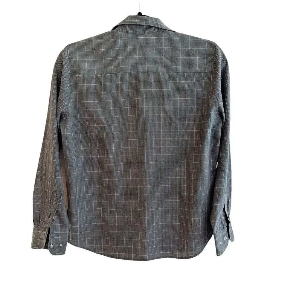 Diane Von Furstenberg Vintage Plaid Cotton Button Up Shirt Grey Size 10